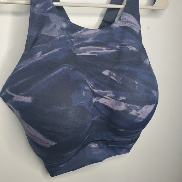 NWT Victoria's Secret Sport XXL Black Blue Abstract Marble Print Sports Bra - Picture 2 of 16
